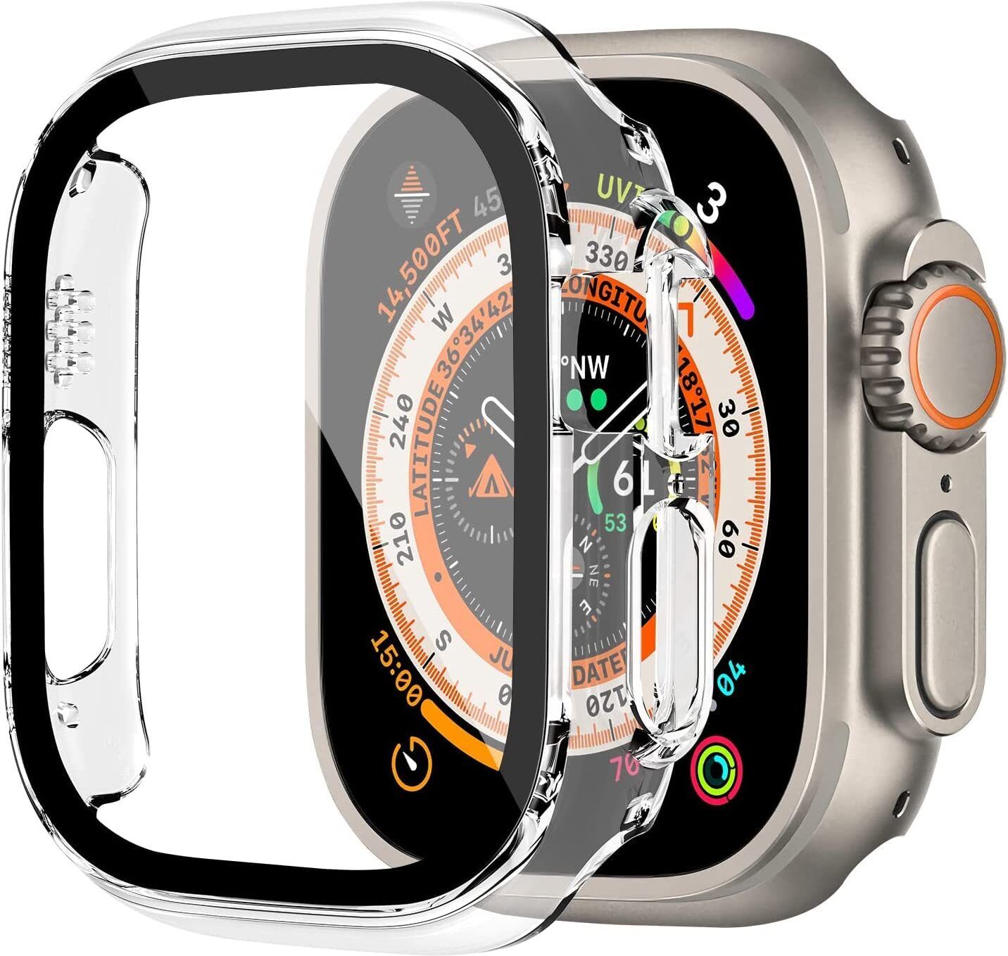 DPJ Tempered Glass Guard for Apple Watch Ultra 3/ Ultra 2 / Ultra 49mm with 9H Tempered Glass Screen Protector, Overall Protection Slim Bumper Cover for iWatch - (49mm Clear)-image-45