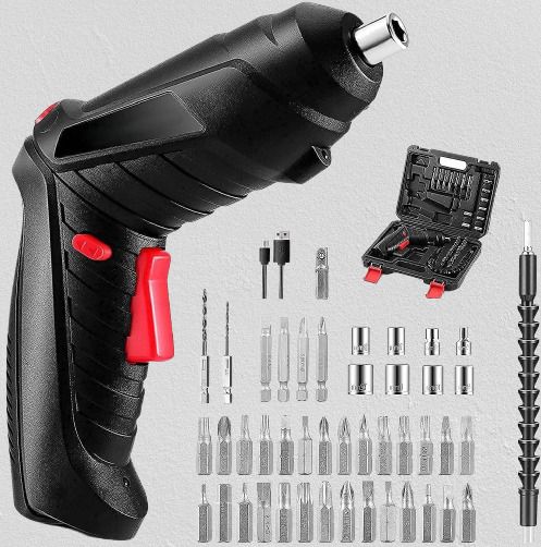 Rechargeable Cordless Screwdriver Machine & Drill Tool Kit with 45 Bits LED Light Electric Screwdriver Machine Kit with Flexible Shaft Hose Screwdriver Bit Set-image-30