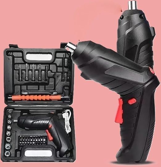Portable Cordless Electric Screwdriver Machine Set - Rechargeable Bit Tool Mini Cordless Drill Screwdriver Machine Kit - 45 Pcs Home Tool Box Screwdriver Bit Set-image-9