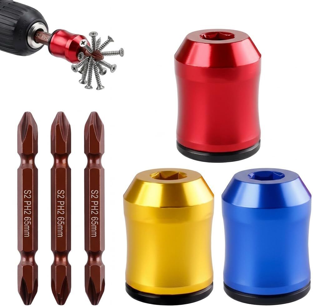 serplex Magnetic Screwdriver Bit Ring Set 3 Pcs Magnetic Screwdriver Bit Holder Rings with PH2 Screwdriver Bits Set Screwdriver Bit Set-picture-5