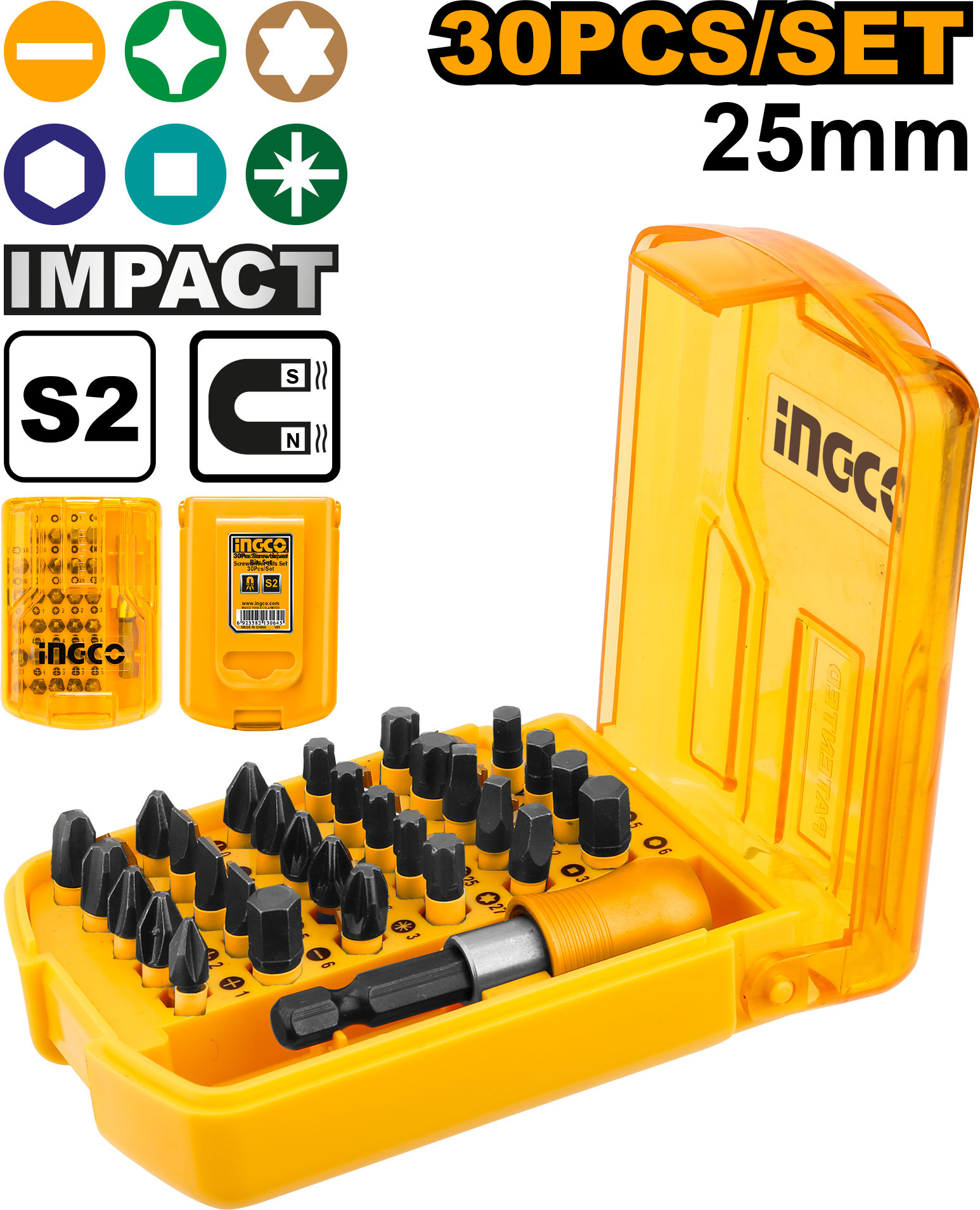 ingco AKSD68303 Screwdriver Bit Set image 1
