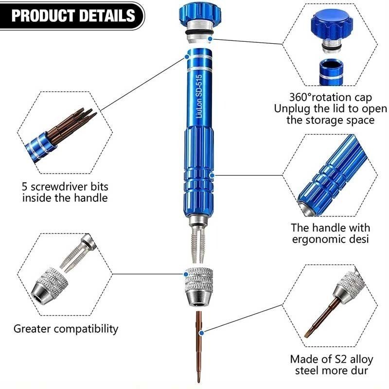 akt LiuLon SD-515 5 in 1 screwdriver for mobile tab camera and watch repair Combination Screwdriver Set-picture-15