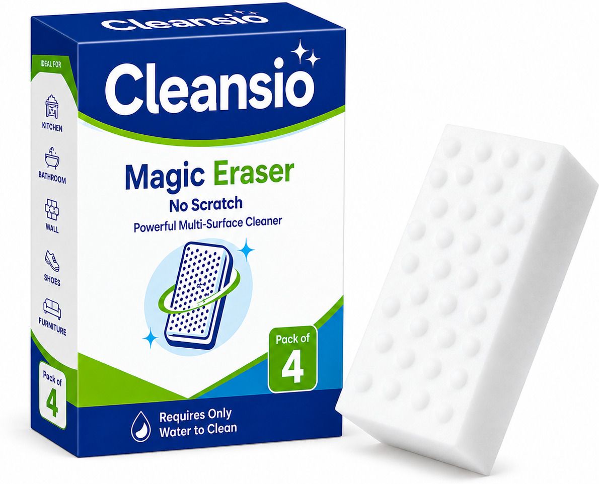 cleansio Magic Eraser Sponge Pack of 4 | Wall, Kitchen, Bathroom & Surface Cleaner Scrub Pad, Scrub Sponge, Sponge Wipe-picture-47