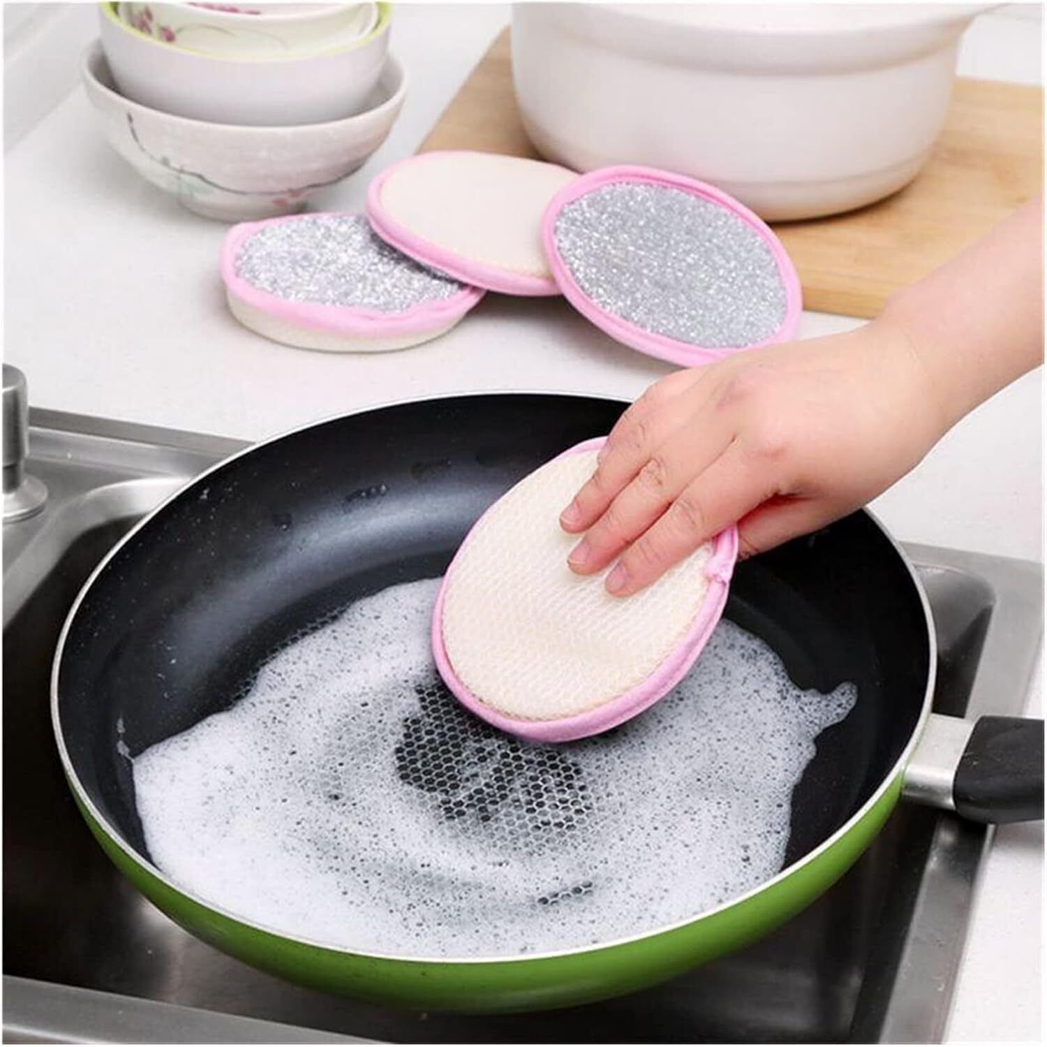 rhhg e com Dishwashing Scrub & Sponge for Gental Cleaning Dishes, Cookware, and Surface Scrub Sponge-picture-14
