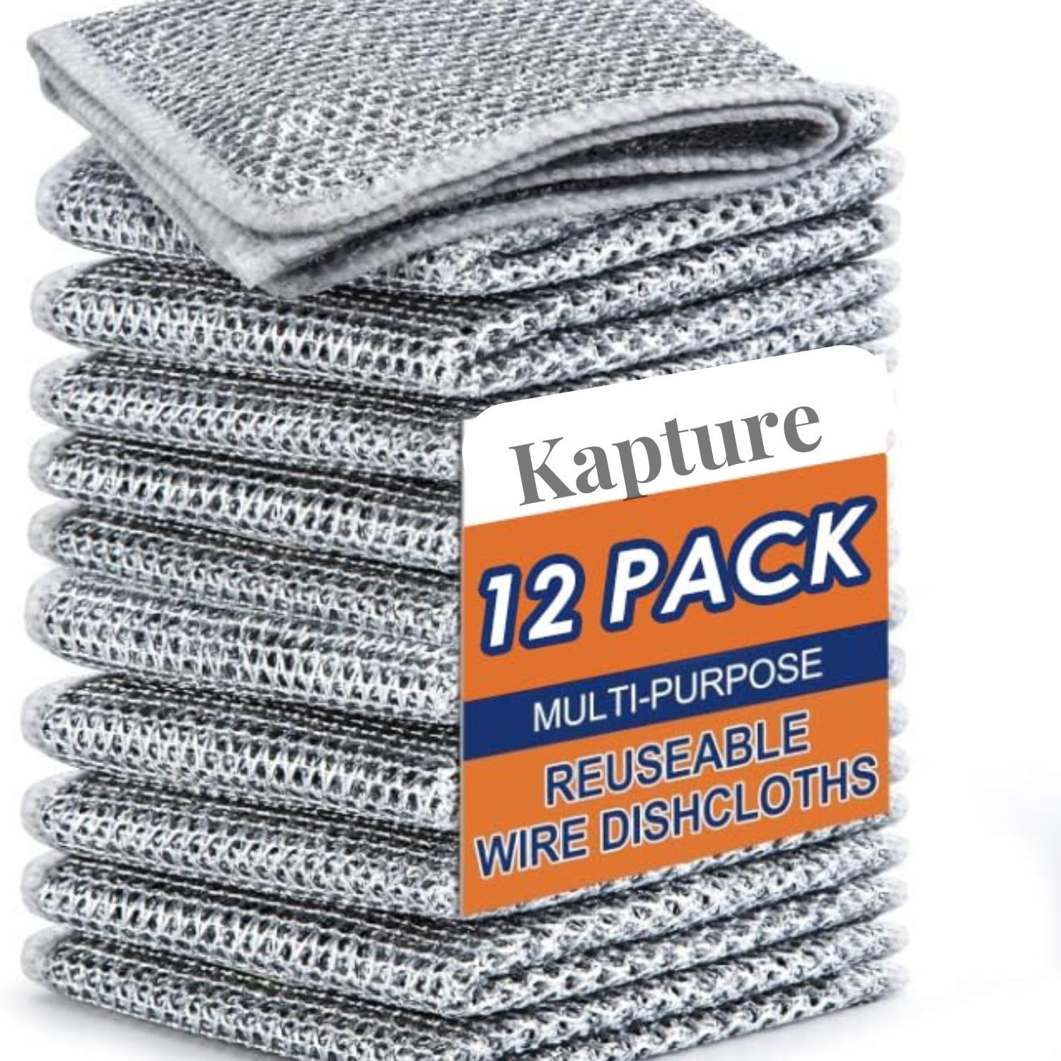 Non-Scratch Wire Dishcloth Multipurpose Wire Dishwashing Rags for Wet and Dry Stainless Steel Scrub