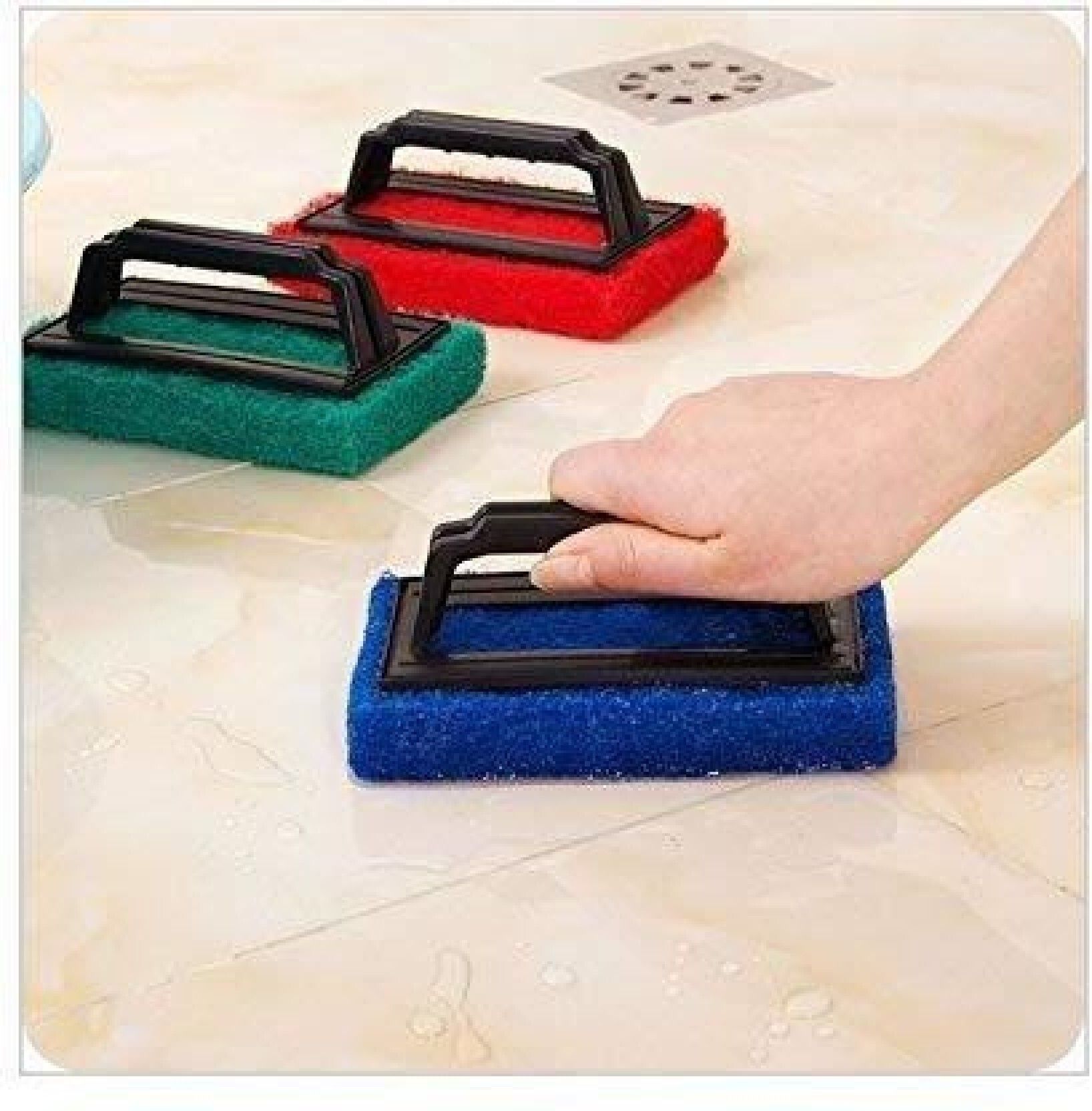 Tile Cleaning Scrubber Brush & Double-Sided Flexible Toilet Cleaning Brush Scrub Pad-image-2