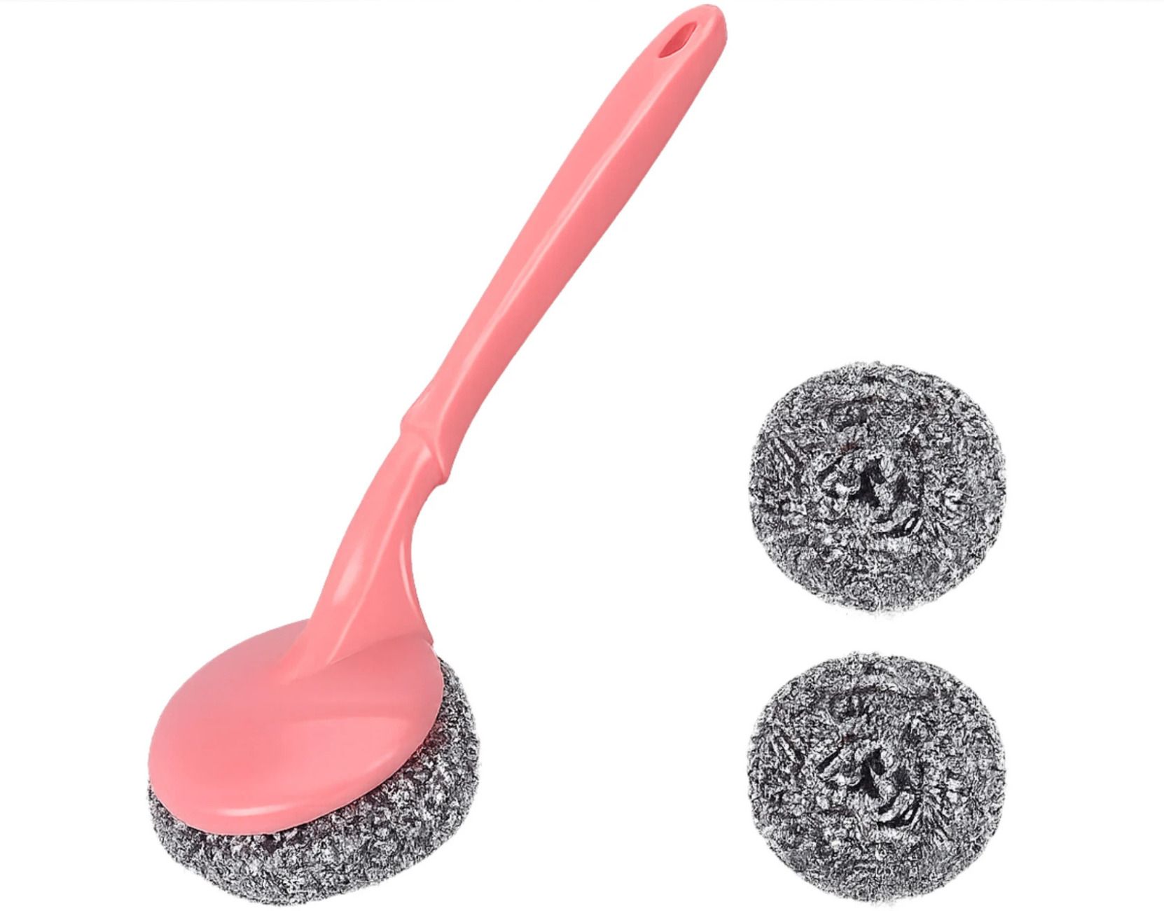apexa Original Steel Wool Kitchen Cleaning Brush with Long Handle, Heavy Duty Scrubber Scrub Pad-picture-40