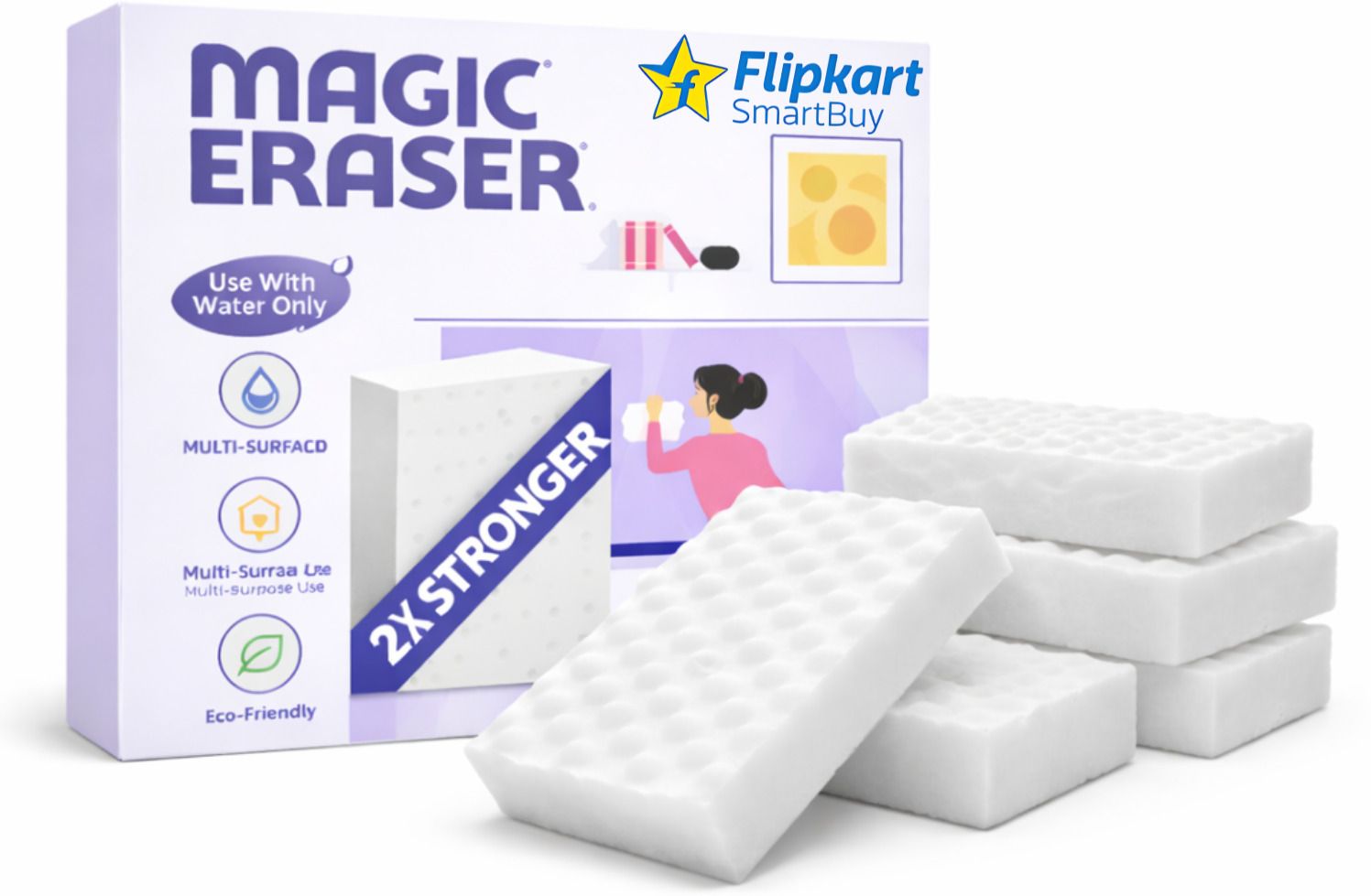 Magic Eraser Sponge for Tough Stains Scuff Marks on Wall Kitchen Bathroom Scrub Sponge, Scrub Pad-image-45