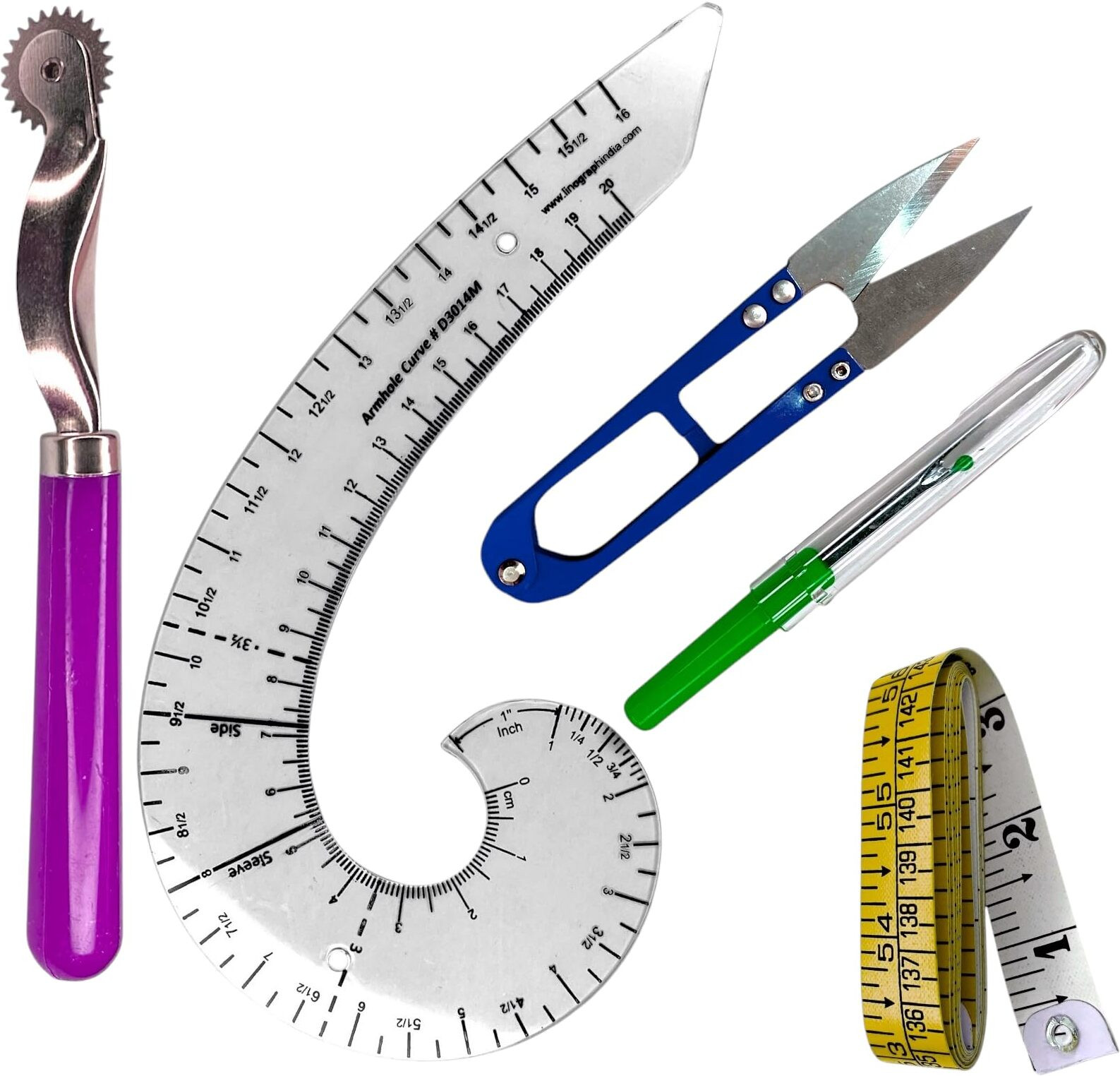 cylone and sons Measurement Tools, Tracing Wheel Curve Scale Cutter Seam Reaper, Measuring Tape Seam Ripper image 1