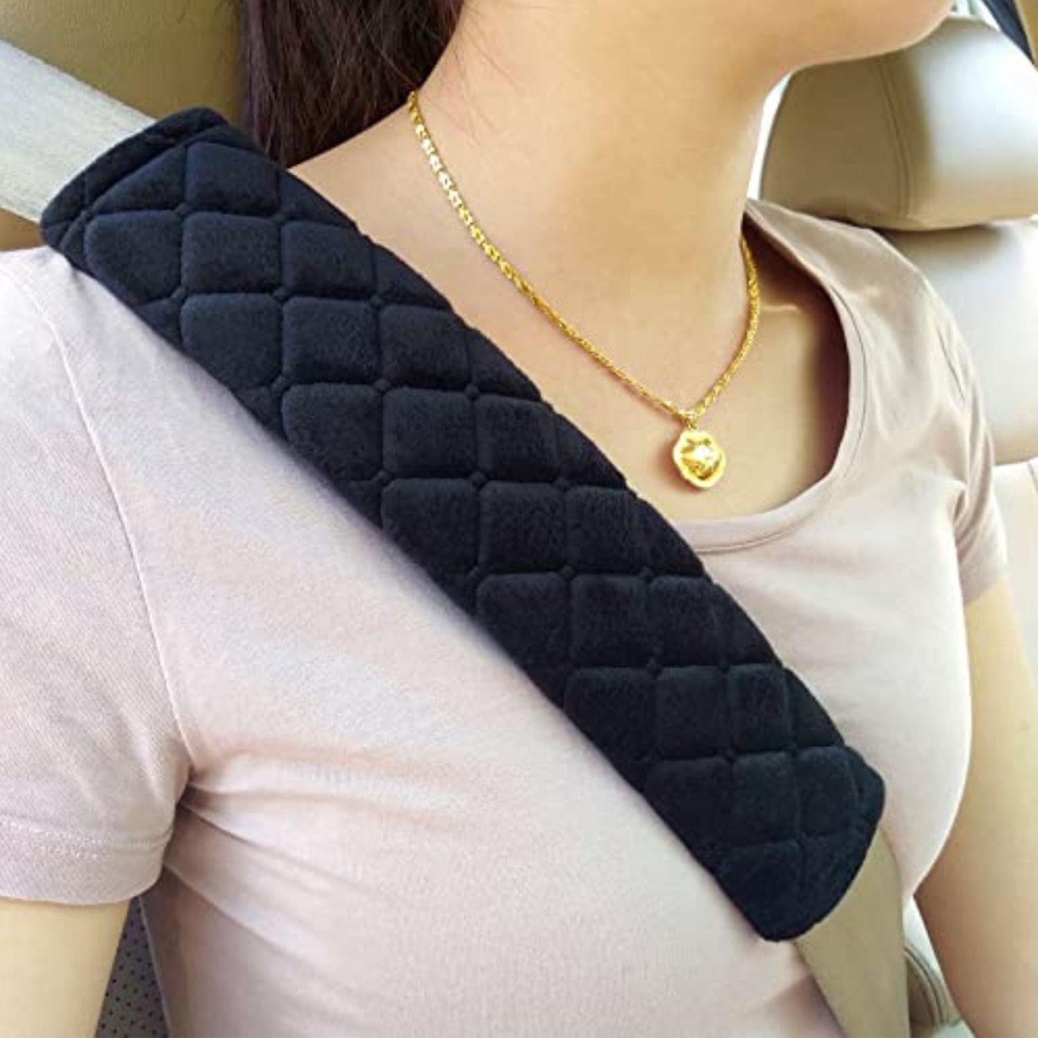 Black Car Seat Belt Cover – Soft Shoulder Pad for Seatbelt Comfort & Protection Seat Belt Cover-image-0