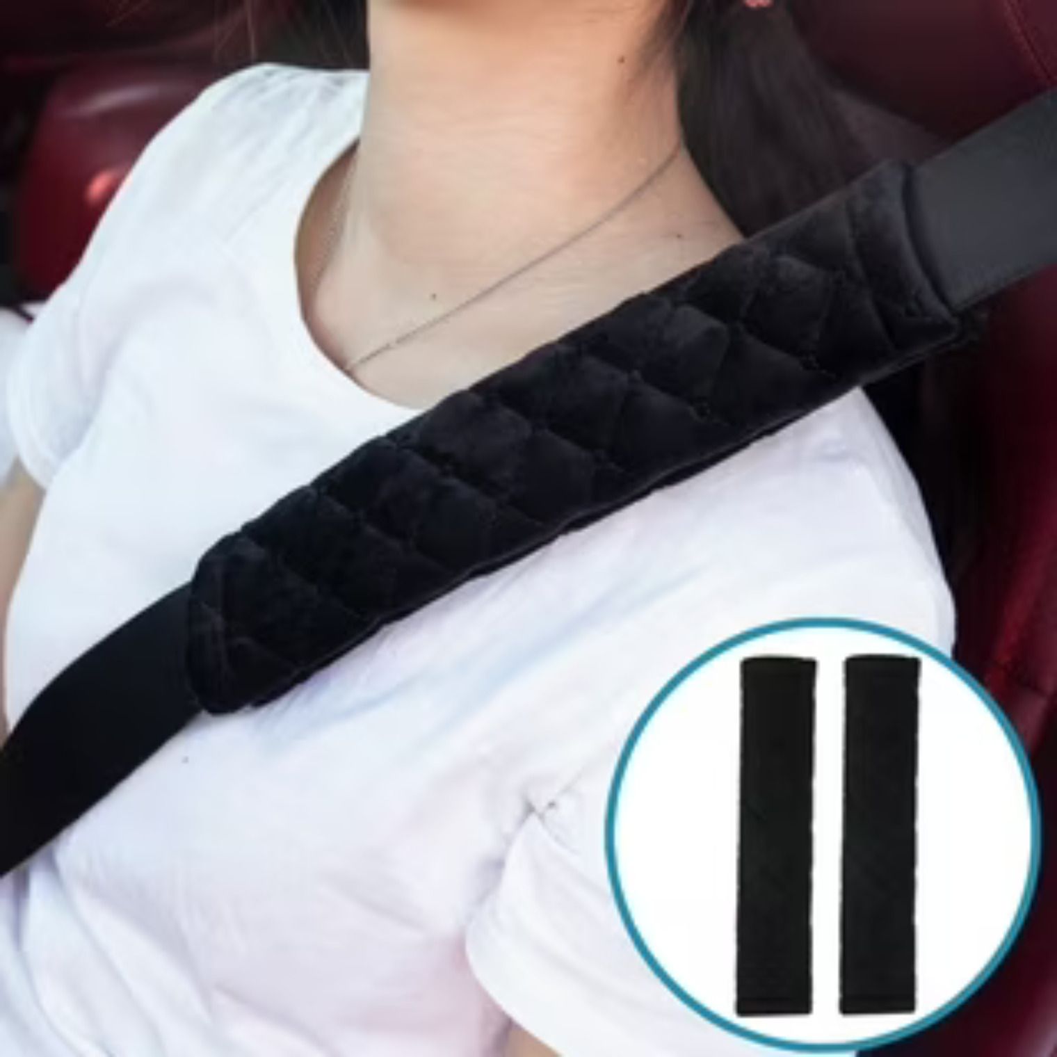 maityenterpric Car Seat Belt Shoulder Pad Cover Comfortable Driving (Pack of 2, Black) Seat Belt Cover-picture-10