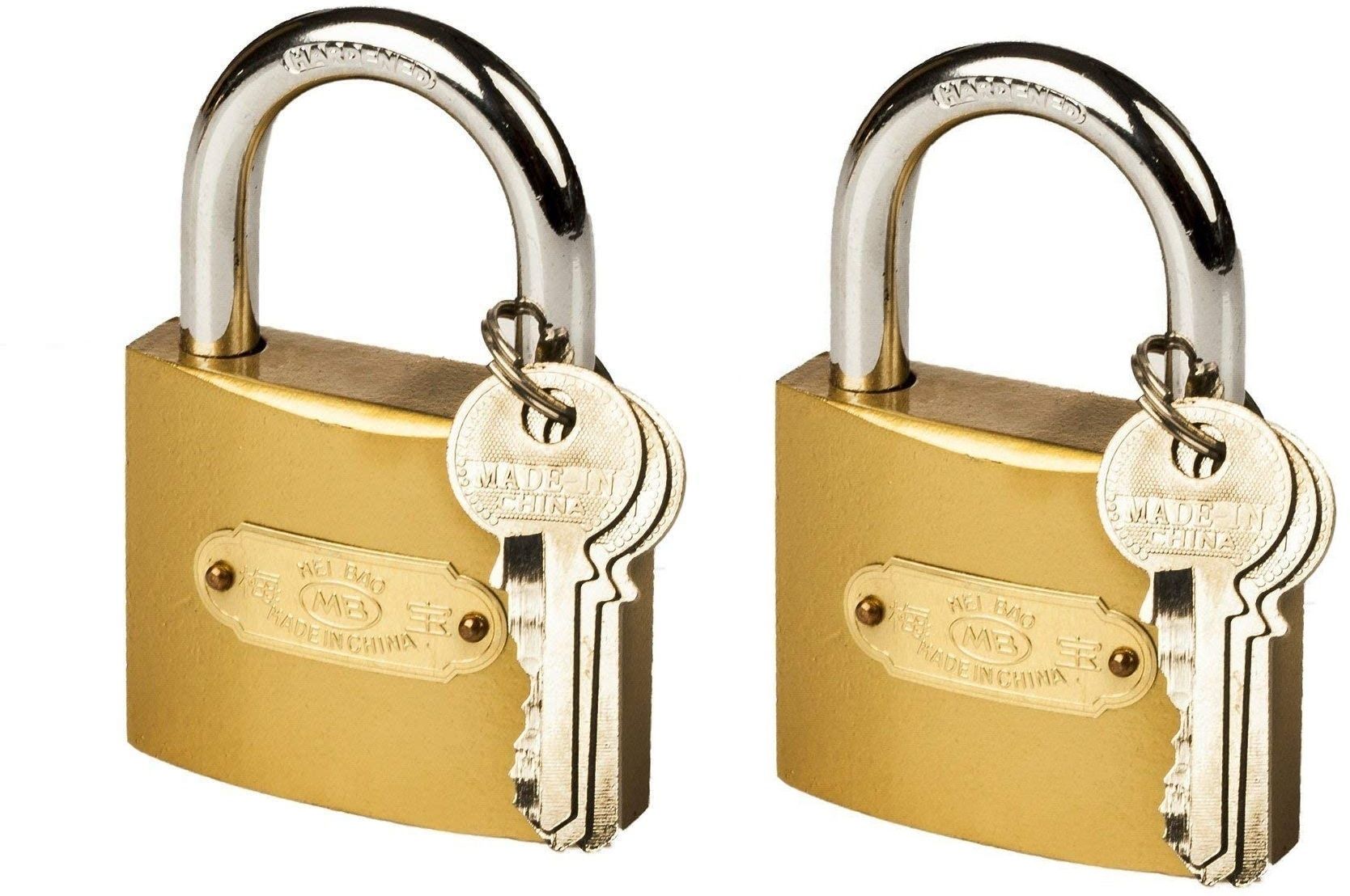 Caneuf 50MM Brass Polished Finish Key Pressing Lock Home Security Door Lock Pack of 2-image-29