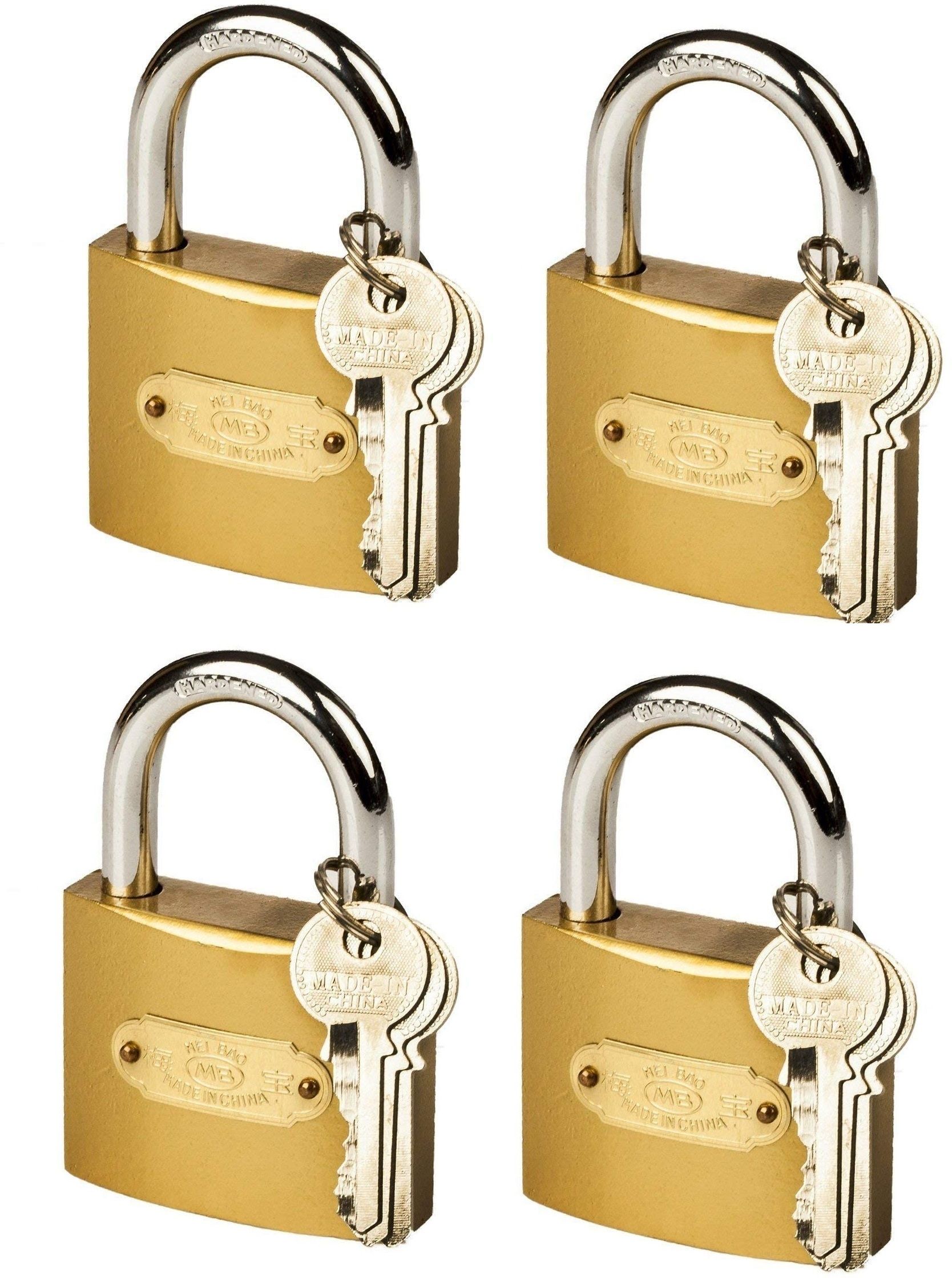 Caneuf 50MM Brass Polished Finish Key Pressing Lock Home Security Door Lock Pack of 4-image-4