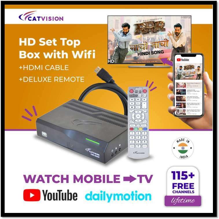 Catvision 115+ TV Channels Free|Watch YouTube on TV|Doordarshan FreeDish Wifi Set Top Box Media Streaming Device-picture-12