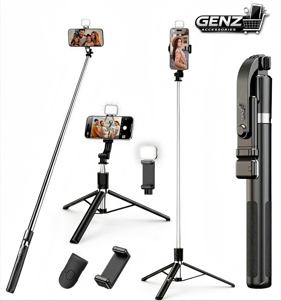 GENZ ACCESSORIES Selfie Stick with Extendable Tripod Stand | Bluetooth Remote | Adjustable 360° Rotation | Compatible with Android & iPhone | Portable Selfie Stick Bluetooth Selfie Stick-image-49