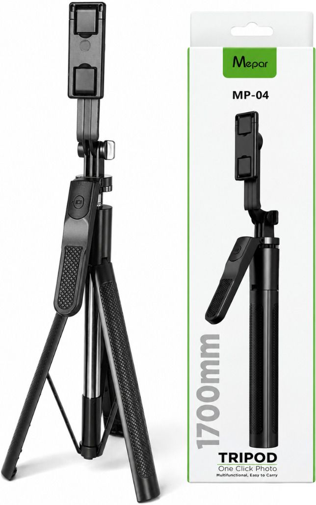 FITRIC MP-04 1700MM Heavy Quality Selfie Stick Tripod, Extendable Foldable Mobile Tripod Stand with Bluetooth Remote, 360° Rotating Phone Holder for Android, iPhone, Vlogging, Photography, Live Streaming & Travel Bluetooth Selfie Stick-image-13
