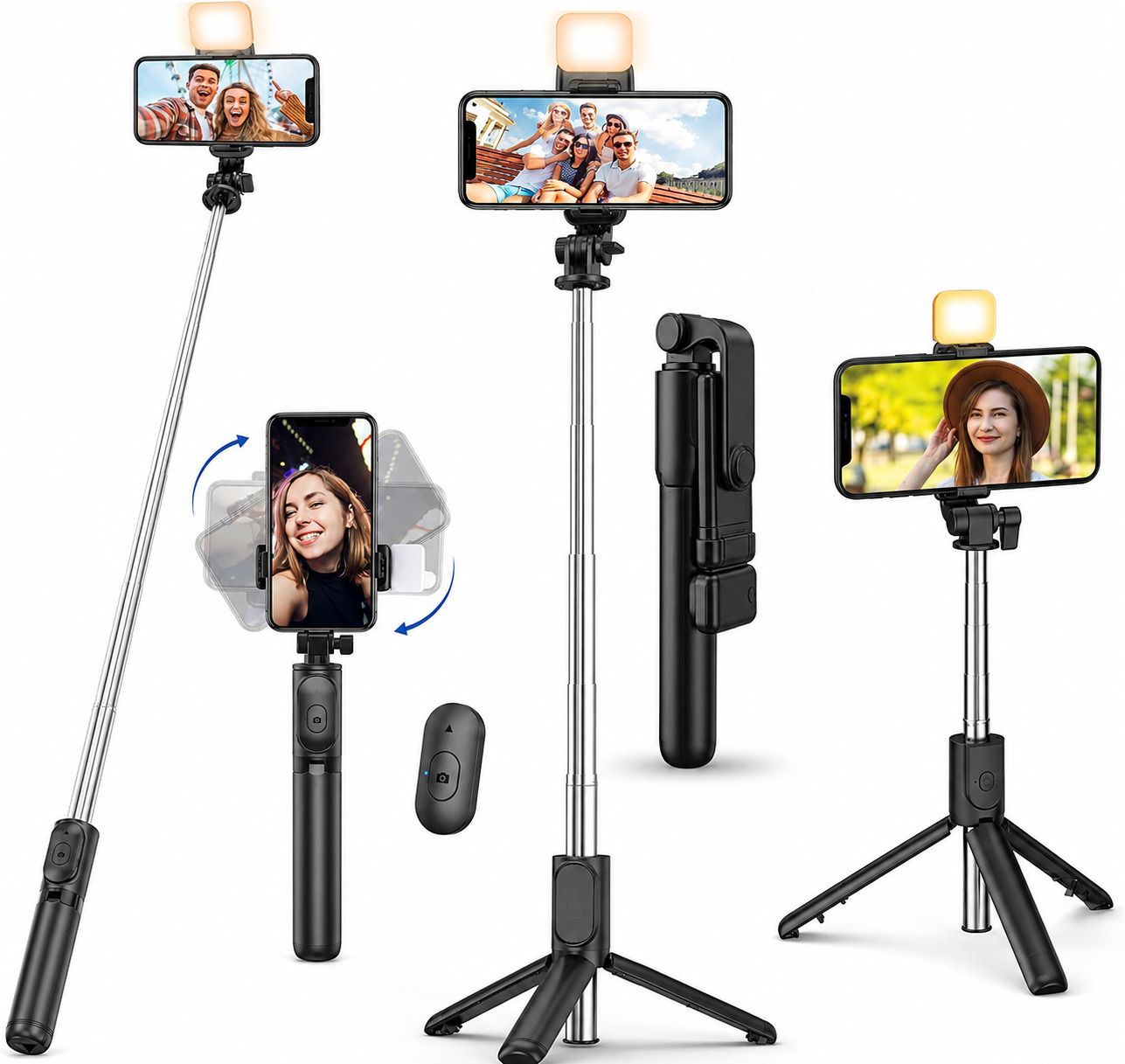 gitansh R1 Bluetooth Selfie Stick with Remote, 3-in-1 Multifunctional Selfie Stick, Tripod, Monopod Stand & Mobile Stand Compatible with All Mobile Phones Bluetooth Selfie Stick (Black, Remote Includ ) Bluetooth Selfie Stick-image-44