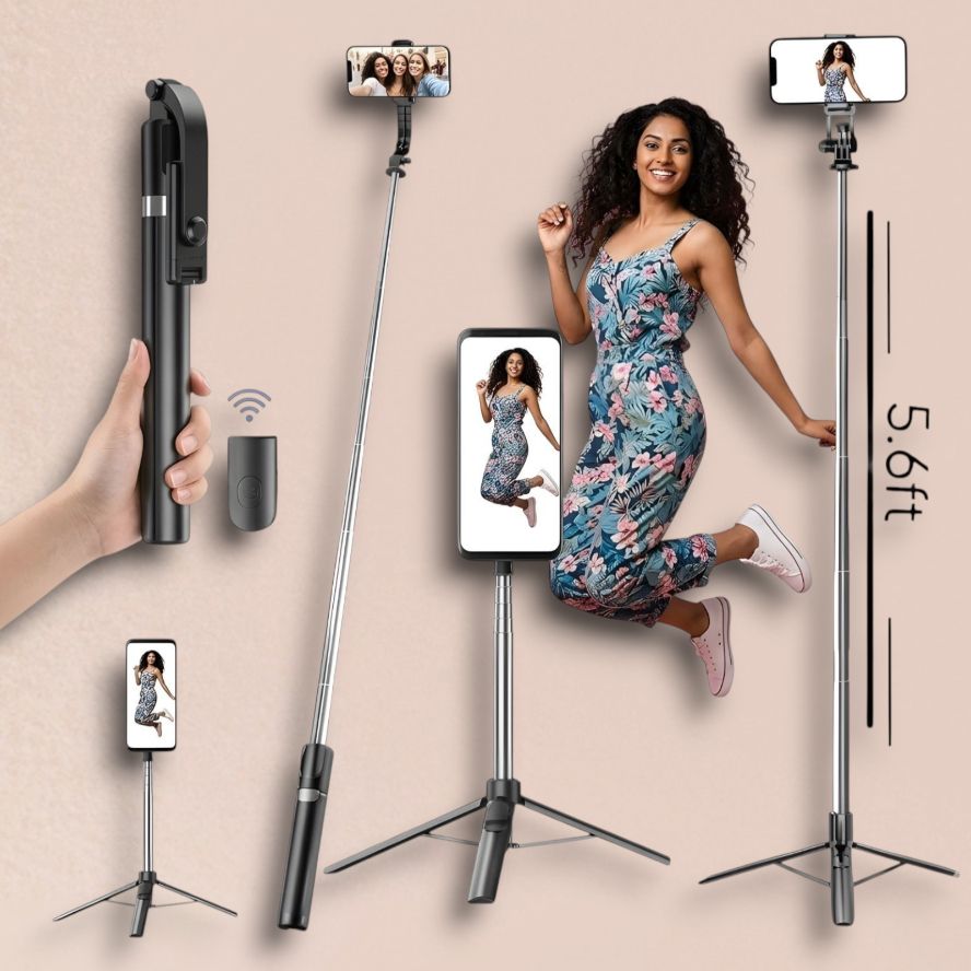 HouseOfCommon Trendy Selfie Stick 170cm Long Tripod Stand with Detachable Remote_B7 Bluetooth Selfie Stick-image-49