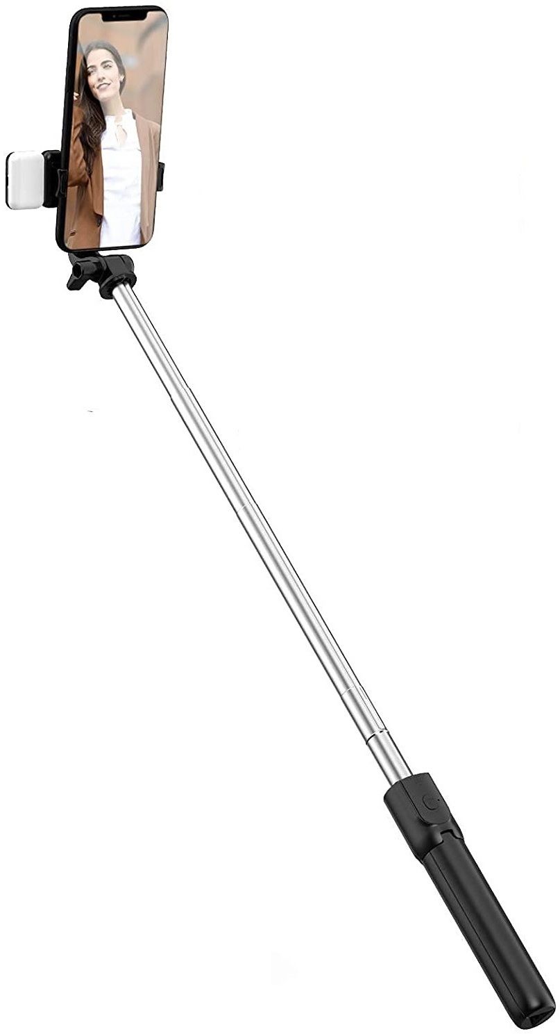 RENTOOR R1S Bluetooth Remote Control 360 Degree Rotation Folding Telescopic Selfie Stick Tripod with Fill Light Bluetooth Selfie Stick-image-34