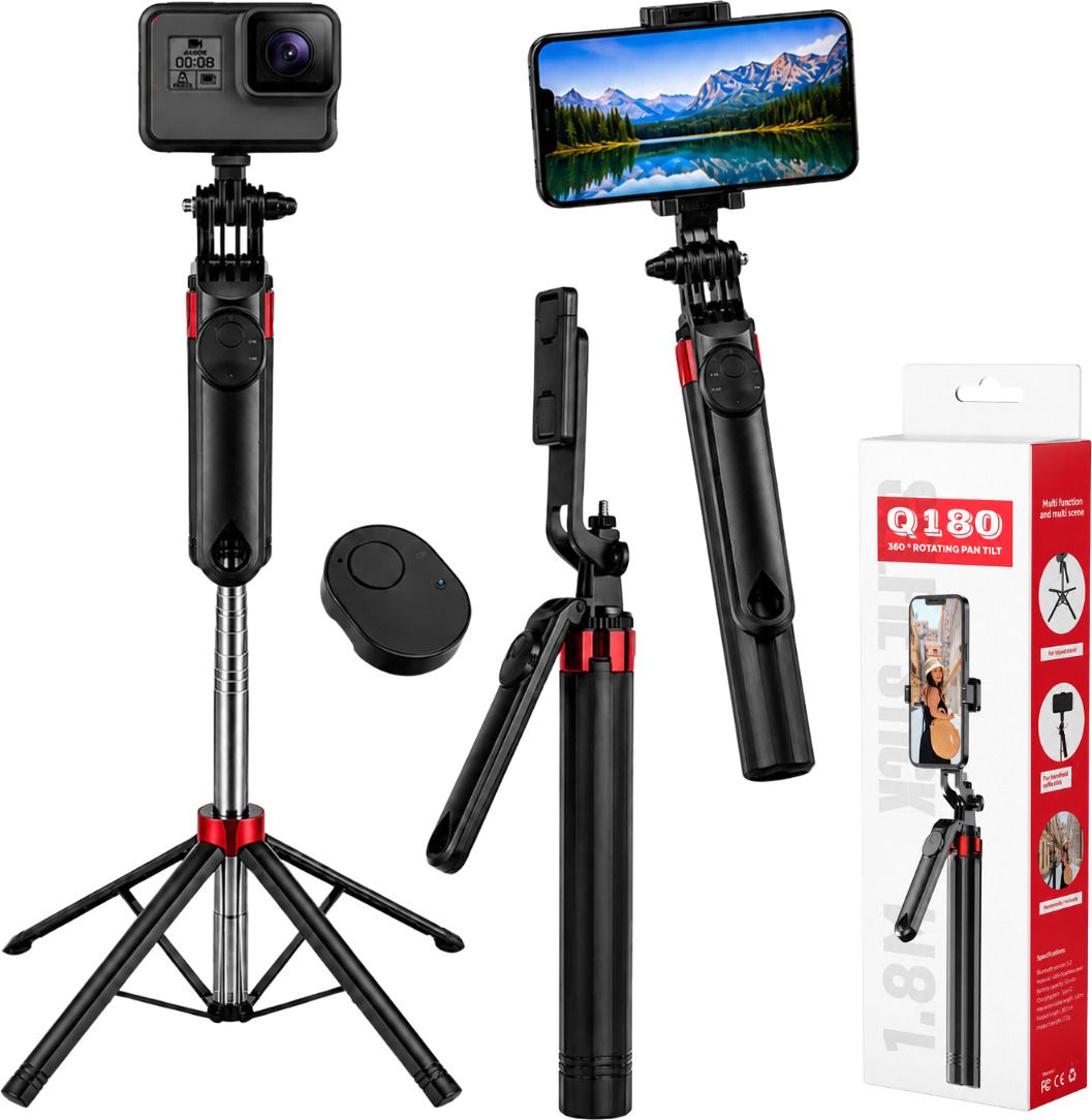 FITRIC Q180 Heavy Quality Premium Selfie Stick with Bluetooth Remote, Extendable Tripod Stand, 360° Rotatable Mobile Holder, Foldable Portable Selfie Stick for Android & iPhone, Wireless Phone Tripod for Selfies, Vlogging & Video Recording Bluetooth Selfie Stick-image-41