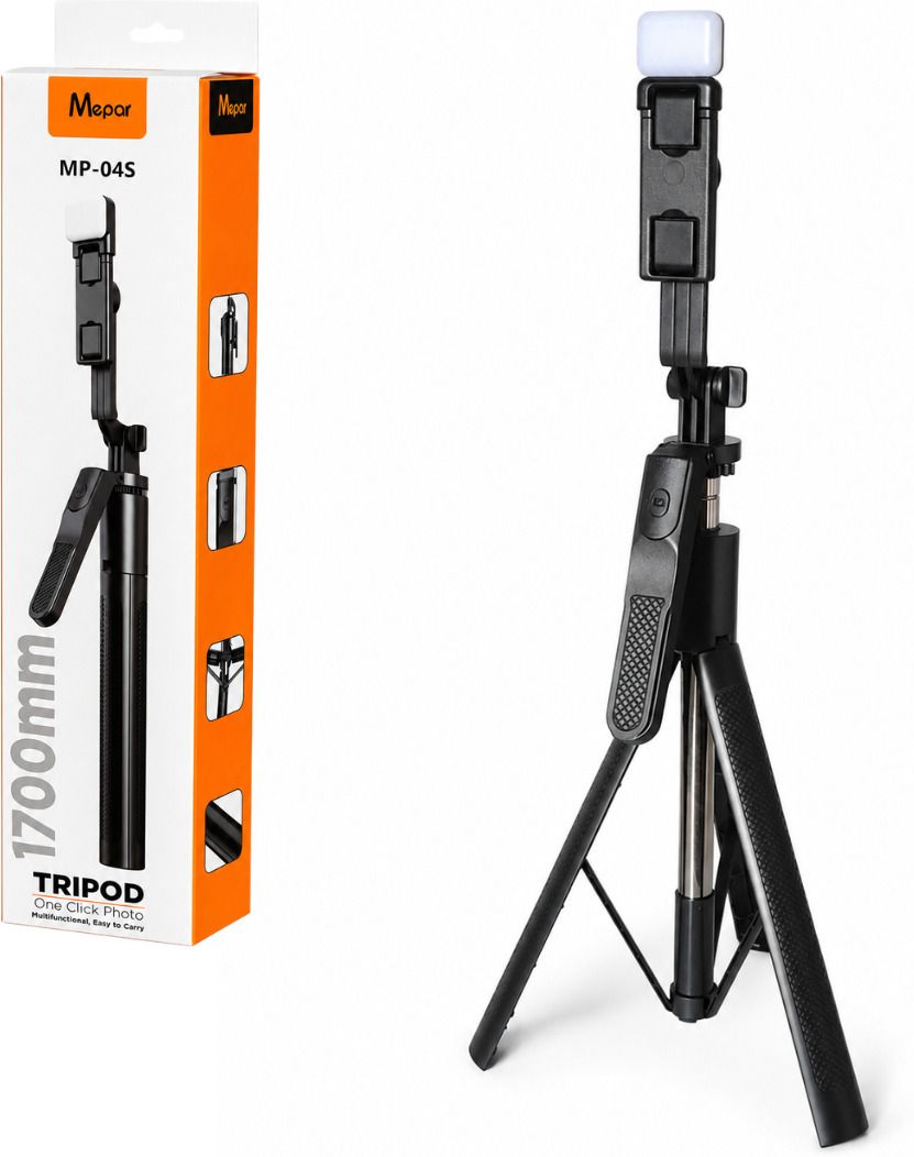 FITRIC MP-04S 1700MM Tripod Selfie Stick with Rechargeable Light, Premium Extendable Mobile Tripod Stand with Bluetooth Remote, LED Fill Light, Foldable Phone Holder for Android & iPhone, Vlogging, Photography, Live Streaming & Video Calls Bluetooth Selfie Stick-picture-13