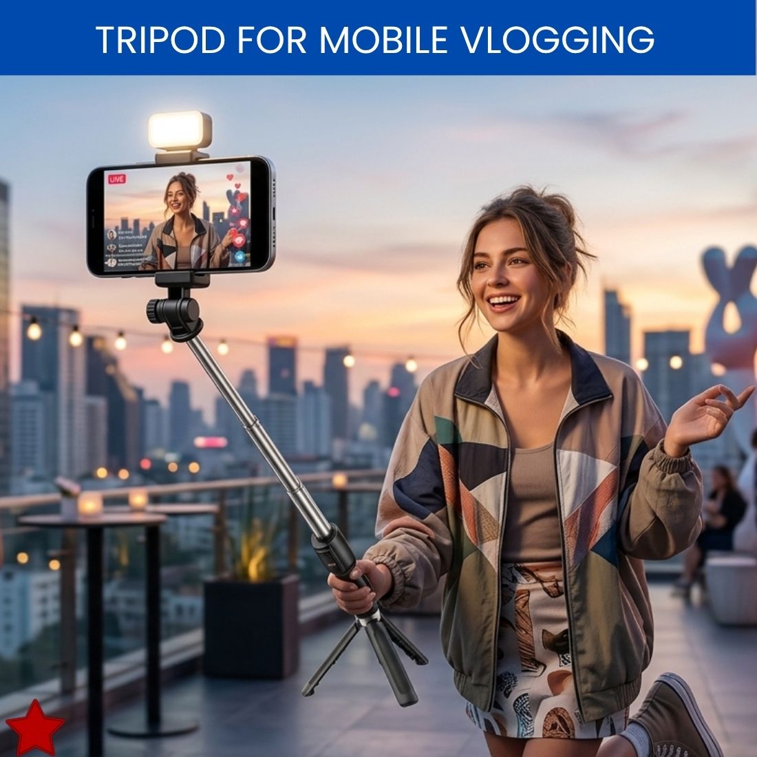 FRONY Selfie Stick With Tripod Stand for Vlogging Compatible With All SmartphonesVU234 Bluetooth Selfie Stick-image-35