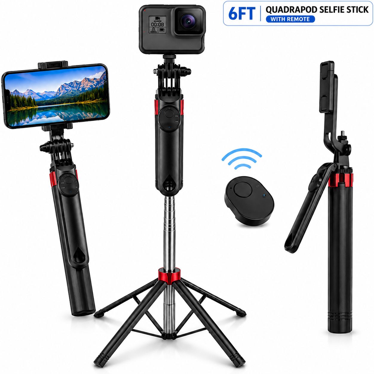 SB Q180 Selfie Stick 4 LEG Tripod Stand for Photography Extendable Stick 170cm Bluetooth Selfie Stick-picture-16