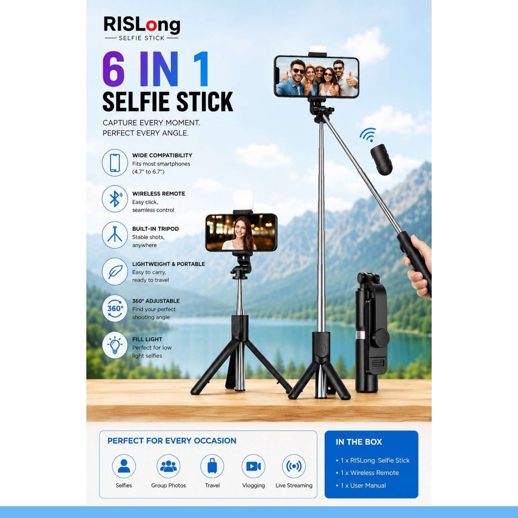 NEWRAJ Bluetooth Selfie Stick-picture-21
