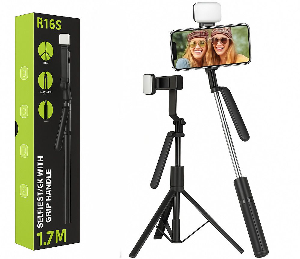 FITRIC R16S 1.7 Meter Extendable Selfie Stick Tripod with LED Fill Light & Bluetooth Remote Control, 360° Rotatable Mobile Holder, Foldable 3-in-1 Monopod Stand for Android & iOS Smartphones, Stable Tripod Base, Wireless Shutter for Hands-Free Photography, Ideal for Reels, Vlogging, YouTube Videos, Live Streaming, Video Calls, Travel, Group Photos & Content Creators, Lightweight Portable Design with Strong Aluminum Alloy Build, Perfect Mobile Tripod for Indoor & Outdoor Shooting Bluetooth Selfie Stick-image-43