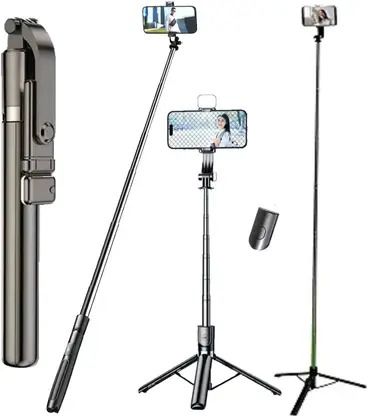 Velario 63" Long Selfie Stick Tripod with Fill light Bluetooth Remote for Mobile Phones 360 Degree Stable Durable Portable Extendable Detachable Bluetooth Remote Bluetooth Selfie Stick-image-8