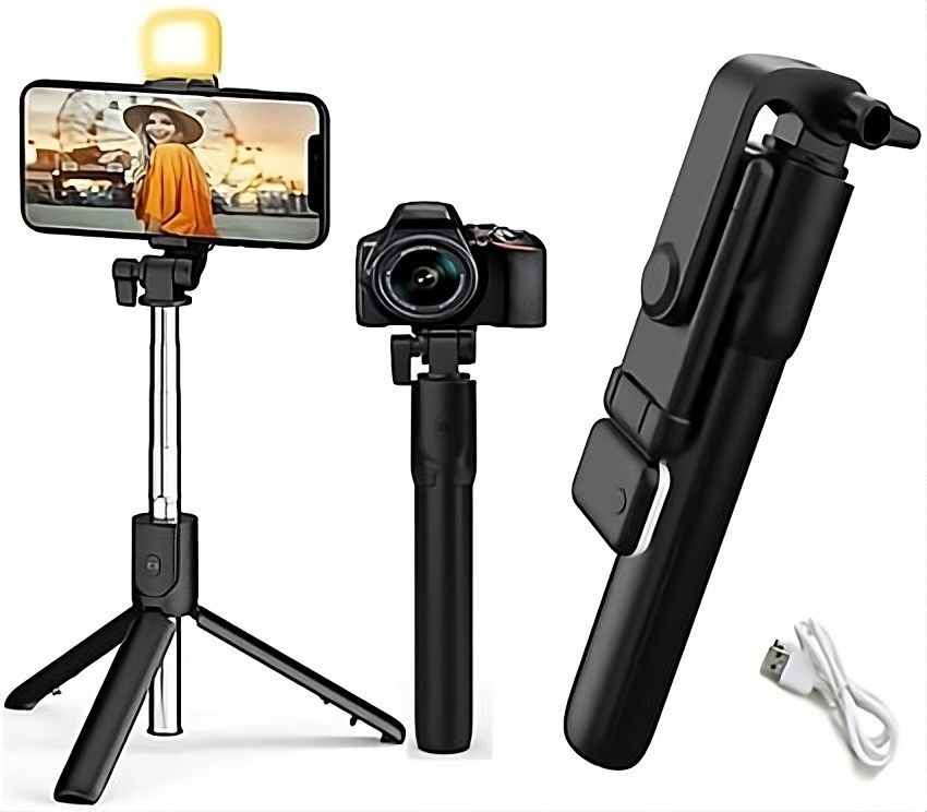 FITRIC 3-in-1 Multifunctional Selfie Stick with Light Tripod Stand Compatible with All Smartphone Bluetooth Selfie Stick-image-36