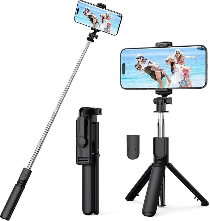Vesco Aura R1 12 1.2m Long Selfie Stick with Bluetooth Remote | Extendable Monopod Stand | Tripod Support | Universal Mobile Holder | Lightweight Aluminum Body Bluetooth Selfie Stick