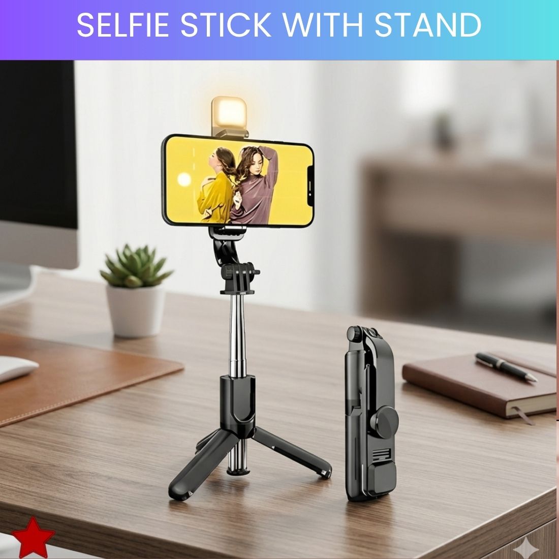 YAROH Selfie Stick With Tripod Stand for Vlogging Compatible With All SmartphonesZT166 Bluetooth Selfie Stick-image-46