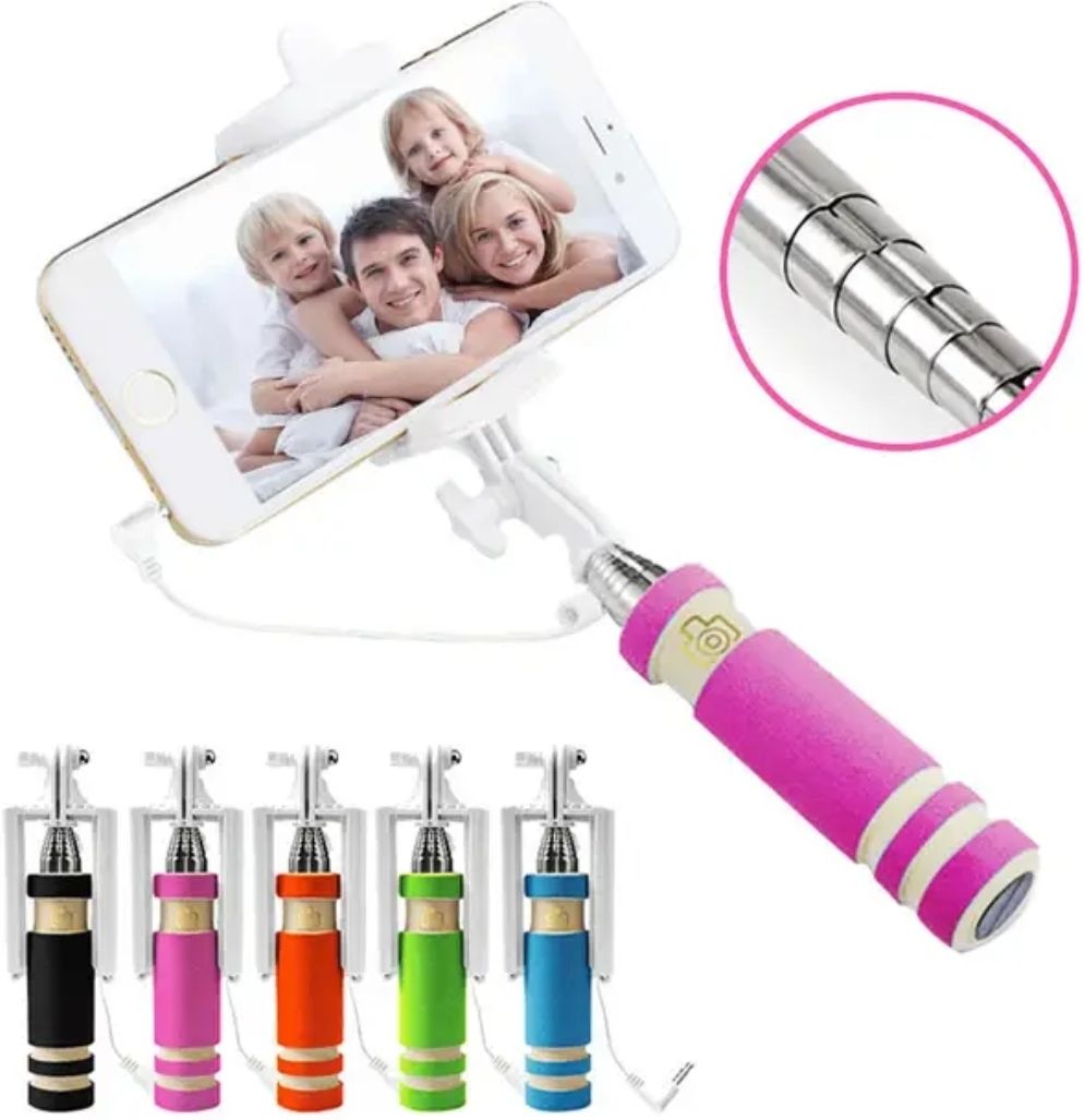 SANNO WORLD niversal Extendable Mini Selfie Stick Wired Handheld Self Portrait Monopod Holder Unique Ball Head For Easy Adjustment To Any Angle 270 Degree Rotating Cable Selfie Stick-picture-12