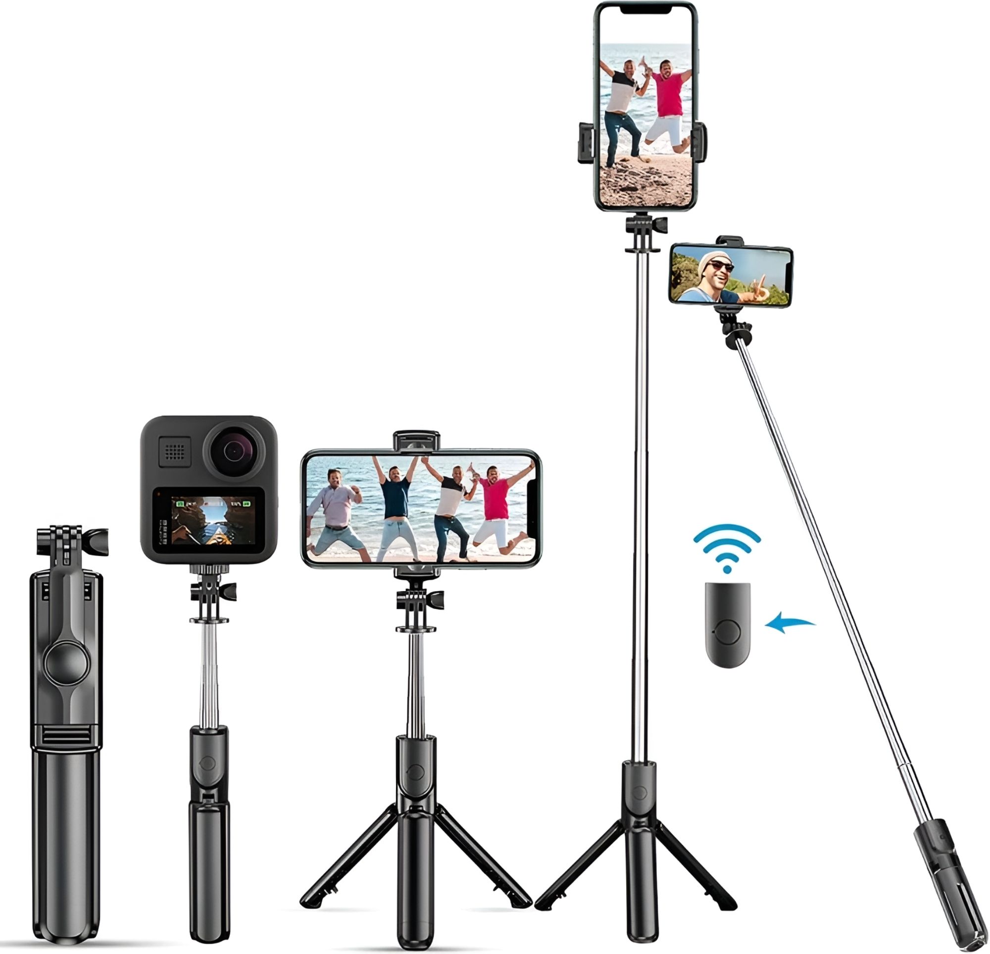 NAFA Foldable Selfie Stick Tripod (700mm) with Detachable Bluetooth Remote, 360° Rotatable Mobile Holder for Android & iPhone Bluetooth Selfie Stick-picture-12