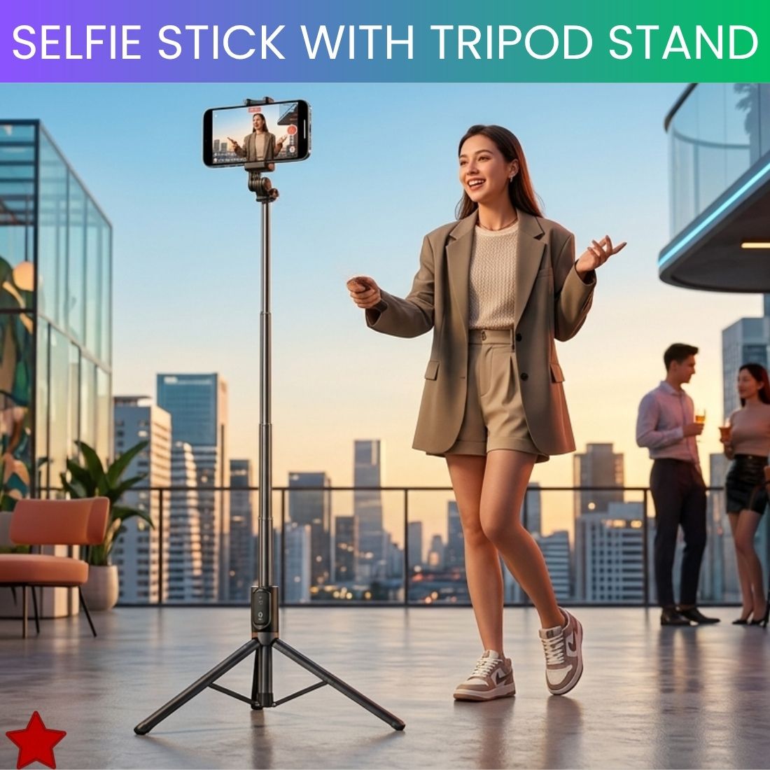 GUGGU Selfie Stick With Tripod Stand for Vlogging Compatible With All SmartphonesCY158 Bluetooth Selfie Stick-image-41