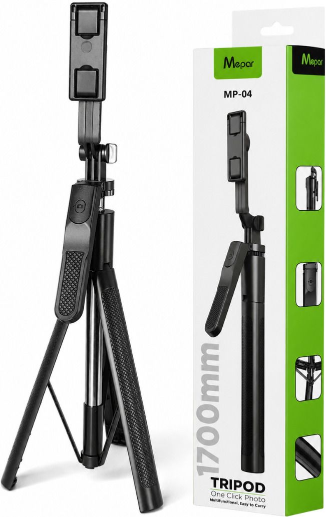 FITRIC MP-04 1700MM Selfie Stick Tripod, Premium Heavy Quality Extendable Mobile Tripod Stand with Bluetooth Remote, Foldable 360° Rotating Phone Holder for Android, iPhone, Vlogging, Photography & Live Streaming Bluetooth Selfie Stick-image-10