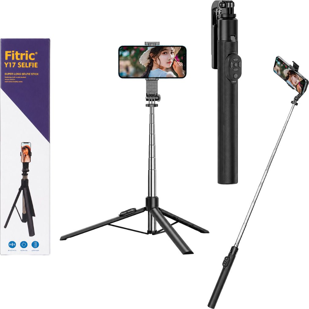 FITRIC Y17 Super Long Selfie Stick 1700mm Extendable Bluetooth Selfie Stick with Built-in Tripod Stand, Detachable Remote, 360° Rotating Phone Holder, Compatible with Android & iOS Smartphones for Selfies, Vlogging & Travel Bluetooth Selfie Stick-image-37