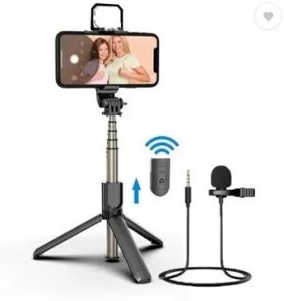 aybor selfie stick with LED light+Collar Microphone In mobile holder Tripod, Microphone-picture-14