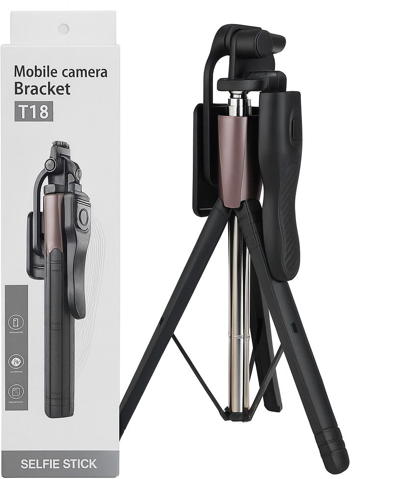 FITRIC T18 Premium 3-in-1 Bluetooth Selfie Stick Tripod Stand with 360° Rotation, Long 170 cm Extendable Rod, Detachable Wireless Remote, Anti-Slip Stable Tripod Base, Adjustable Phone Holder for All Android & iPhone Devices, Lightweight Portable Vlogging Stand for Reels, Photos, Videos, Online Classes, Group Shots & Travel Photography Bluetooth Selfie Stick