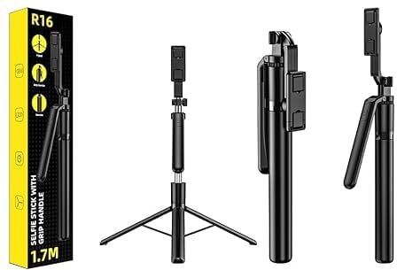 Expro Tripod Stand Selfie Stick, Detachable Holder, Wireless Bluetooth Remote Compatible for iPhone/Android - Perfect for Vlogging & Photo Shoots (6 Feet Selfie Stick) Bluetooth Selfie Stick-image-46