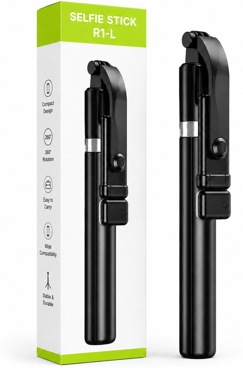 FKSTOREEE R1-L Selfie Stick Tripod with Datacable Bluetooth Remote, 5.5 Feet Extendable|Foldable Portable Selfie Stick Stand for Android & – Black Bluetooth Selfie Stick-image-40