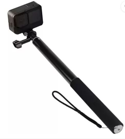TECHGEAR Ultra Long Selfie Stick for Go Pro Max Hero 9 8 7 6 5 4 3+, Insta 360 One R One X, DJI Osmo Action, Extendable at 6 Lengths Carbon Fiber Lightweight Pole Monopod Monopod (Black, Supports Up to 1000 g) Cable Selfie Stick-image-4