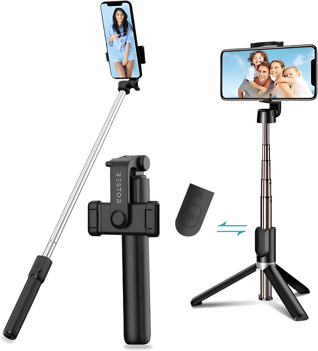 Bestor Selfie Stick Tripod with Wireless Remote Extendable Stand for Vlogging & Photography Bluetooth Selfie Stick-image-6