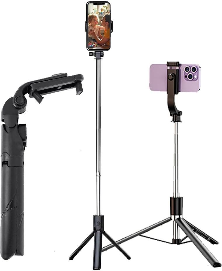 GLANGEH Selfie Stick 3-in-1 with Bluetooth Remote, Foldable Tripod Stand, Compact & Extendable Upto 70 cm- Mobile Stand Holder for iPhone and Android Bluetooth Selfie Stick-image-47