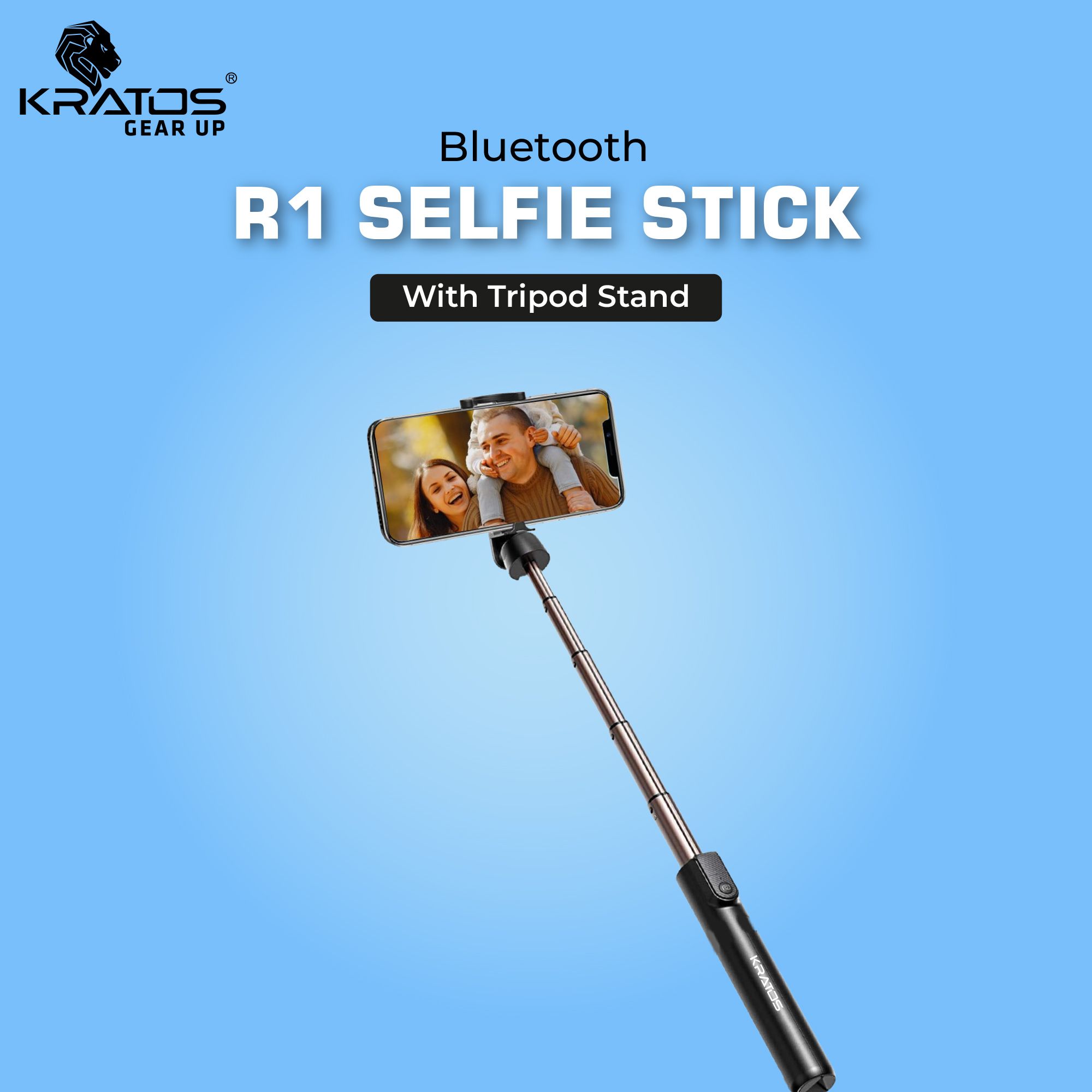 Kratos 3-in-1 Bluetooth Selfie Stick | Tripod & Phone Stand | Wireless Remote Bluetooth Selfie Stick