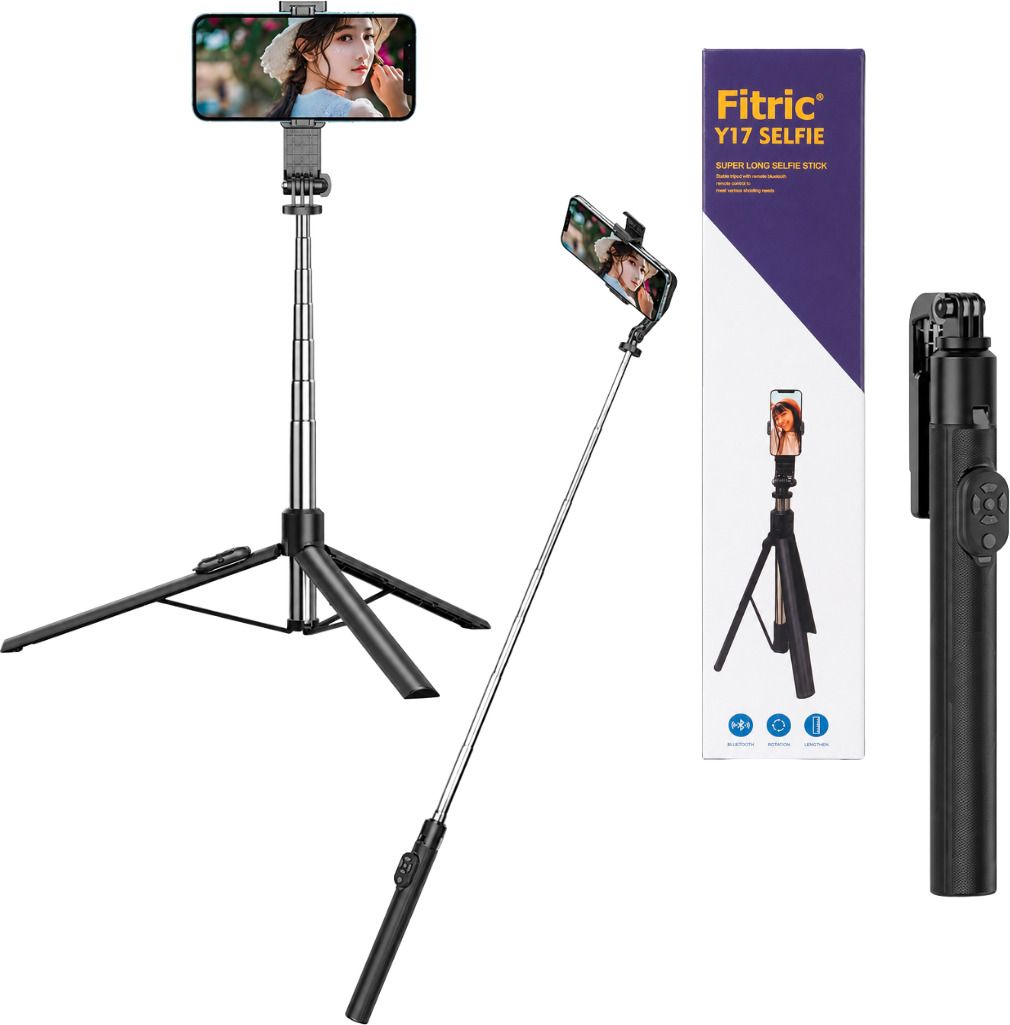 FITRIC Y17 Super Long Selfie Stick 1700mm Bluetooth Selfie Stick with Foldable Tripod, Detachable Bluetooth Remote, 360° Adjustable Mobile Holder, Extendable Selfie Stick Compatible with Android & iOS Smartphones for Photography, Travel & Vlogging Bluetooth Selfie Stick-image-35