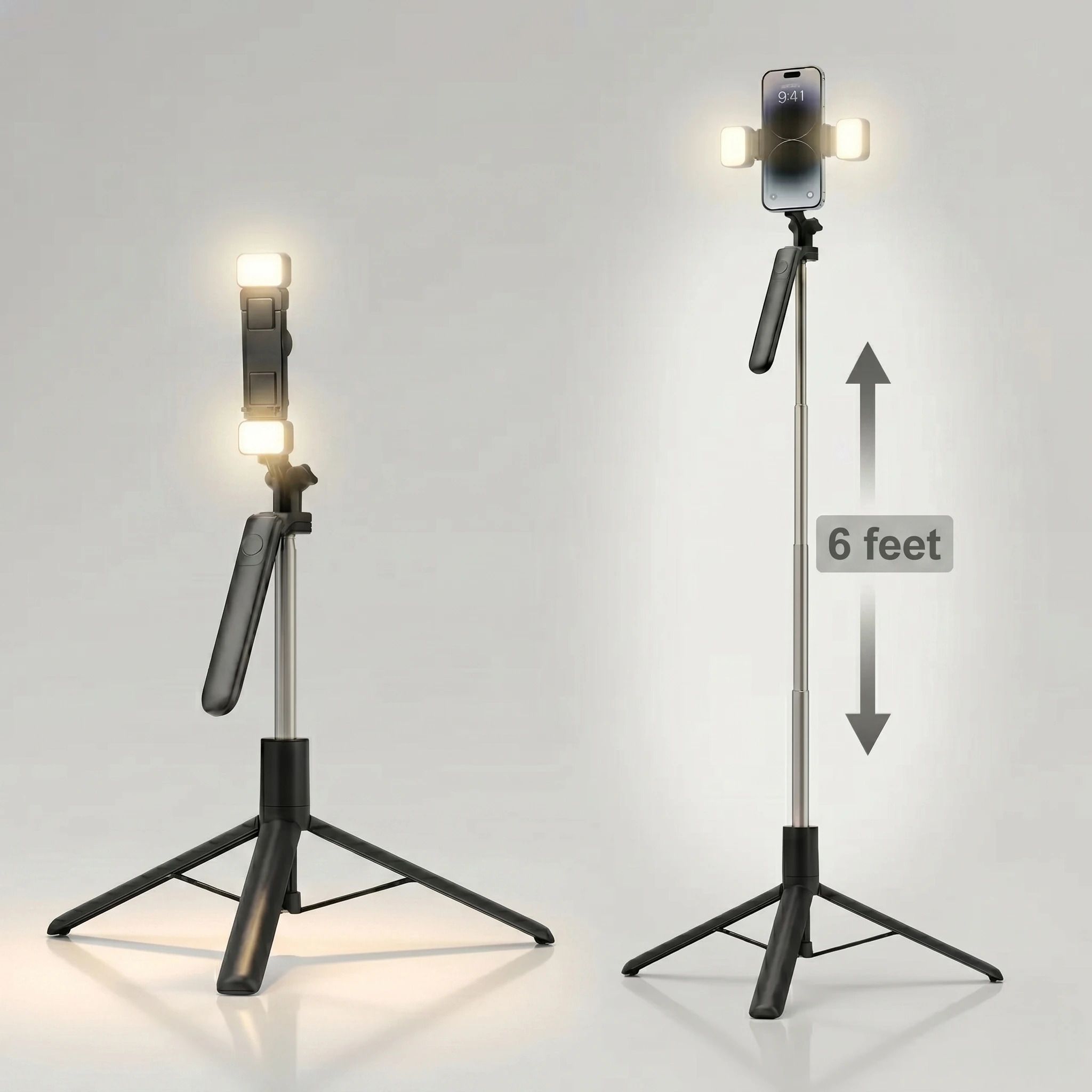 HYGIHOME FlexiSnap Elite 6ft Dual LED Selfie Stick Tripod Bluetooth Selfie Stick-image-23