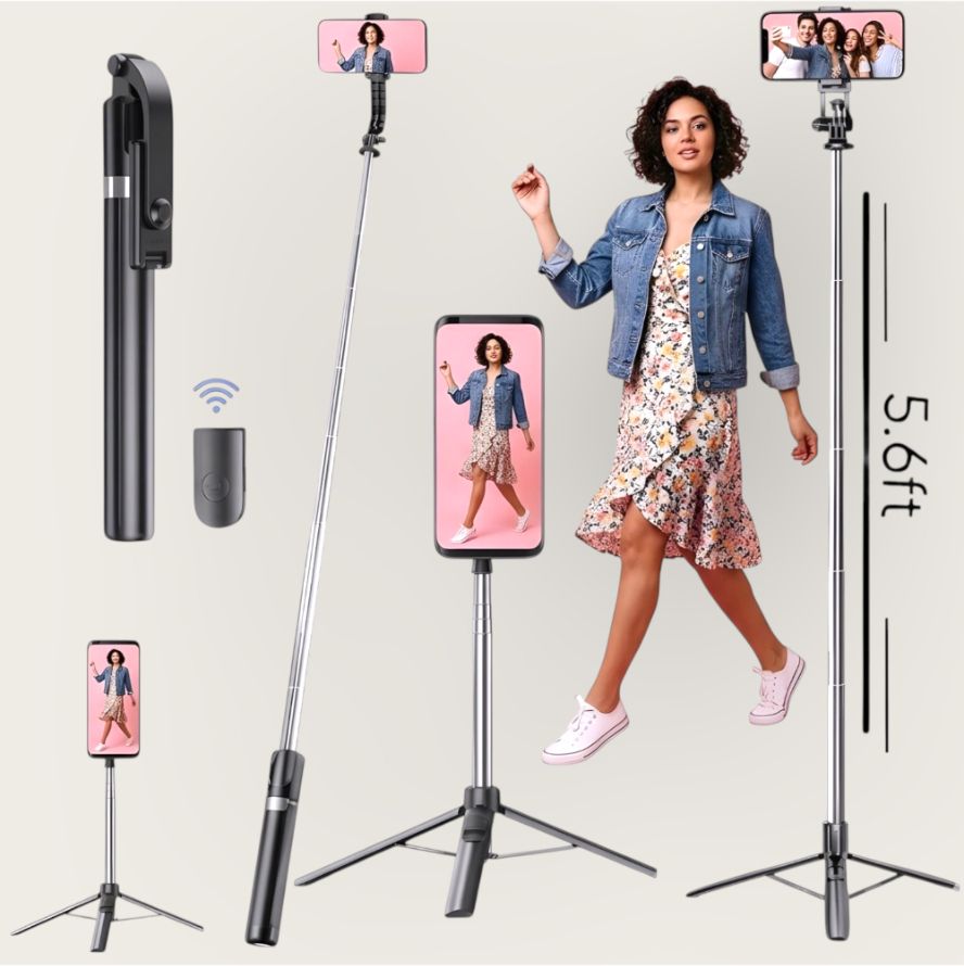 AIZINA Foldable Long Selfie Stick Tripod Stand Wireless Remote Photo Holder_SG Bluetooth Selfie Stick-image-38