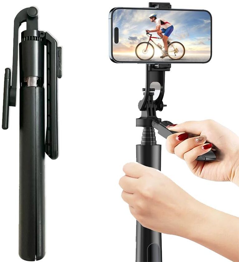 GLANGEH Selfie Stick Tripod for Mobile with Detachable Bluetooth Remote, 170cm Long Stainless Steel & ABS Stand, 10 m Wireless Shutter (Black) Bluetooth Selfie Stick-image-12
